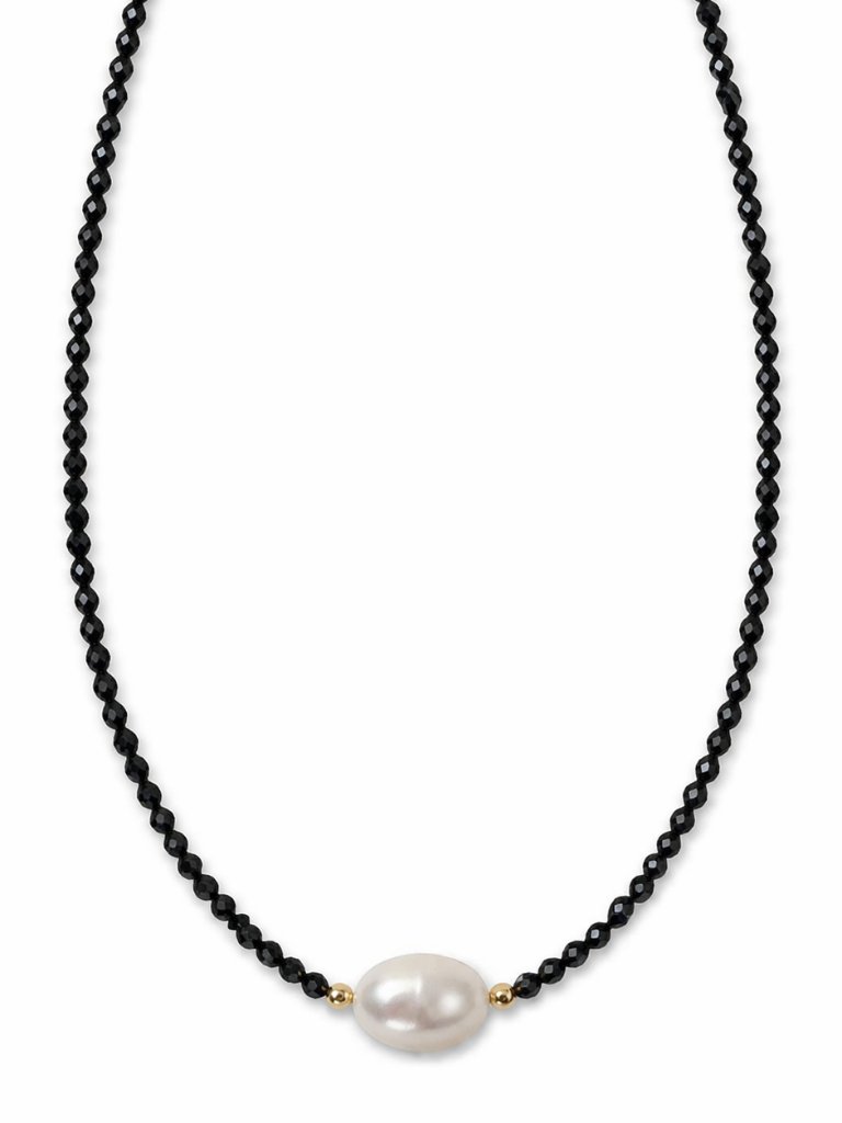 Georg K Made In Usa 14kt Gold Black Tourmaline Pearl Necklace 17" Long